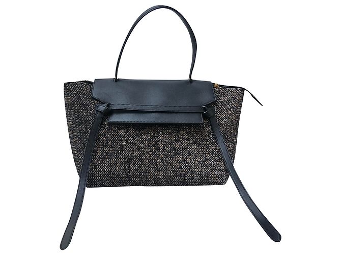 Marsupio Céline Classic grande in tweed e pelle nero Multicolore