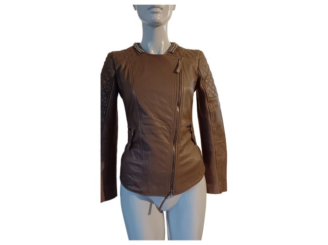Pinko Jackets Brown Leather  ref.282319