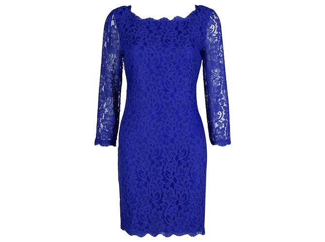 Diane Von Furstenberg DvF Zarita Spitzenkleid Kobalt Blau