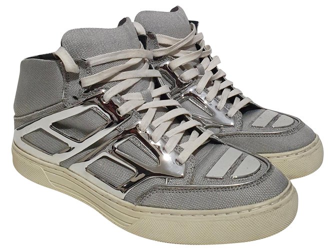 Autre Marque Sneakers Silvery Grey Polyester Cloth  ref.282380