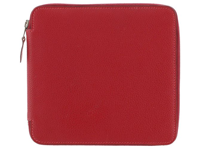 Hermès Hermes Red Togo CD Case Leather Pony-style calfskin ref