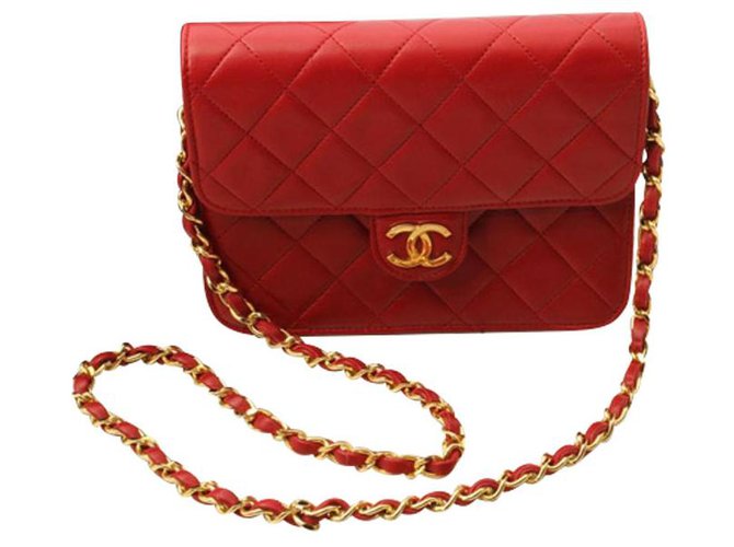 Classique Chanel Timeless Cuir Rouge  ref.282485