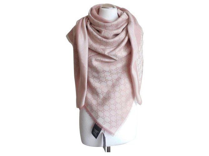 bufanda shawk gucci gg rosa de lana y seda  ref.282711