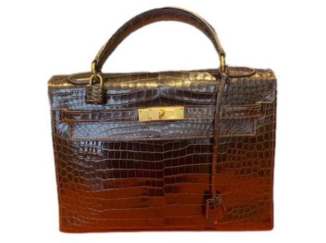 Kelly Hermès Handbags Brown Exotic leather  ref.282761