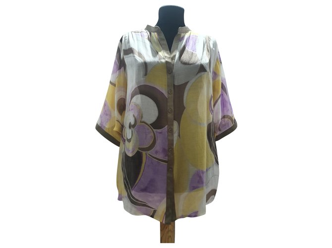 Camicia Basler in cotone e seta trasparente Multicolore