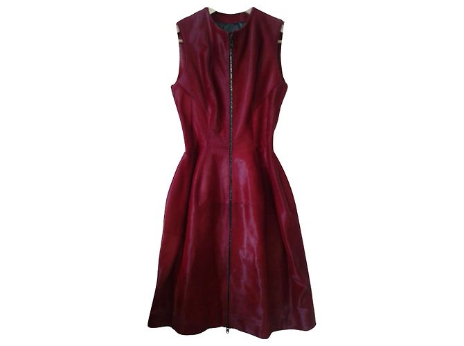 Alaïa Kleid aus rotem Kalbleder Größe 38