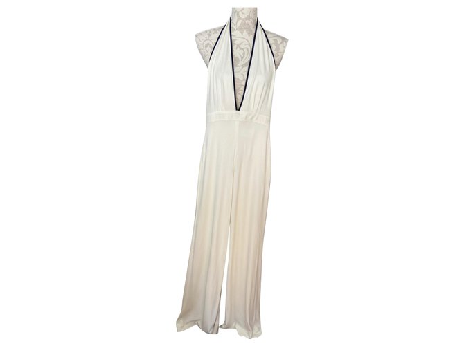 Tuta Hermès in seta con scollo all'americana Bianco sporco  ref.283570
