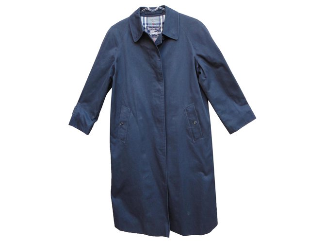 Burberry woman raincoat vintage t 38 Navy blue Cotton Polyester  ref.283685