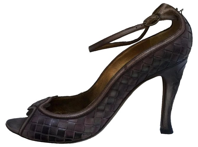 Bottega Veneta intrecciato heels carved heel Brown Leather  ref.283692
