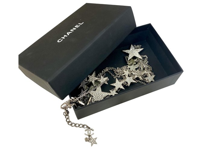 Cometas de cinturão Chanel estrelado por strass prateado Prata Metal  ref.283797