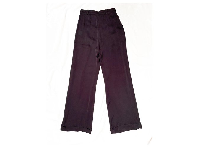Chanel Wide-leg silk pants Chocolate  ref.284056