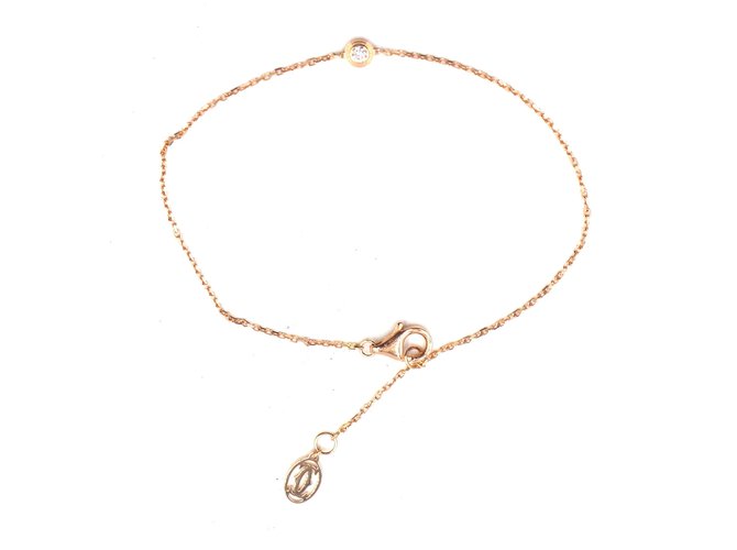 Cartier Rose Gold 18k lined C Diamond Chain Bracelet Golden Pink gold  ref.284323