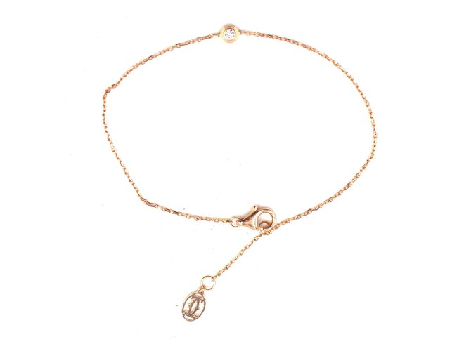 Cartier Rose Gold 18pulseira de corrente de diamante com k forrado C Dourado Ouro rosa  ref.284323