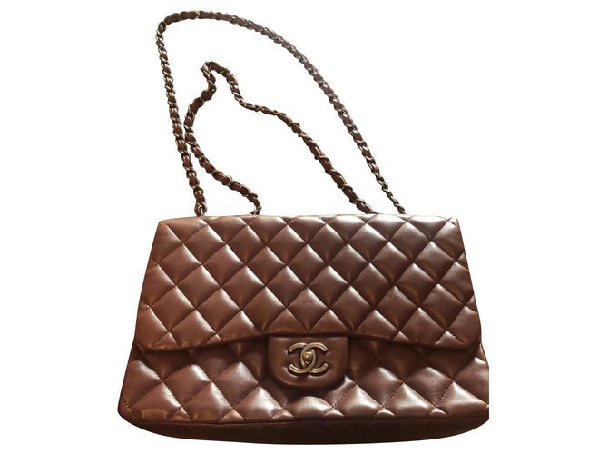 Timeless Chanel Handbags Brown Leather  ref.228189
