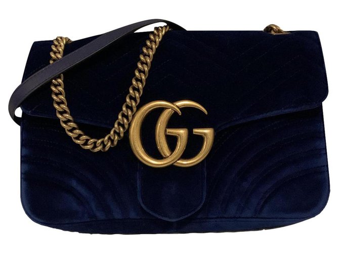 Gucci Marmont em veludo azul  ref.246567