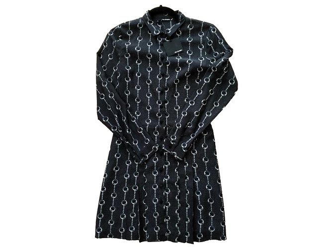 The Kooples Seidenhemdkleid Schwarz Weiß