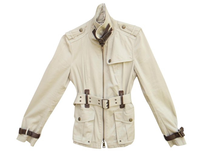 Burberry Brit Buberry T Jacke 36 38 Beige Baumwolle Elasthan ref.283961 Joli Closet