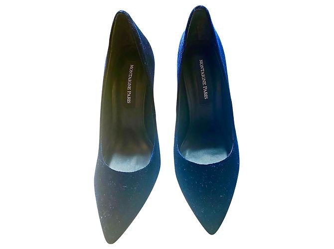 Autre Marque Montaigne Paris Samtpumpen Dunkelblau