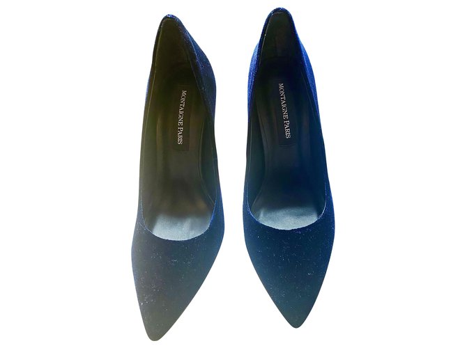 Autre Marque Zapatos de tacón Montaigne Paris de terciopelo Azul oscuro  ref.284002