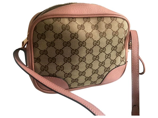 Couro Gucci GG Canvas Rose Rosa
