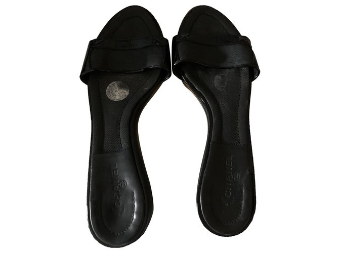 Chanel sandali Nero Pelle  ref.284435