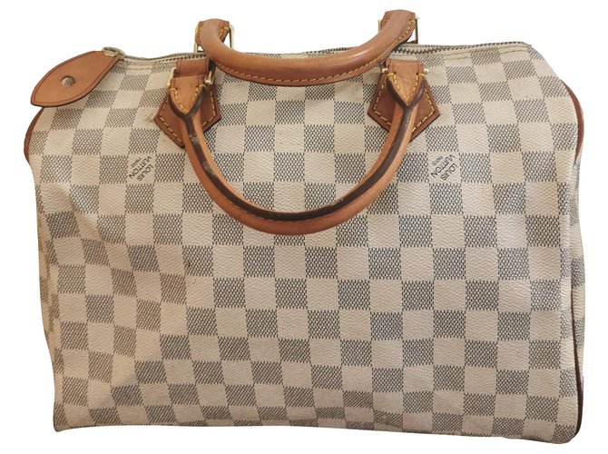 Louis Vuitton Speedy 30 checkerboard White Cloth ref.284476 - Joli