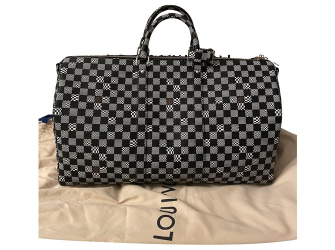 Louis Vuitton Keepall Virgil Abloh Damier distorted Black White Orange  Cloth ref.284776 - Joli Closet