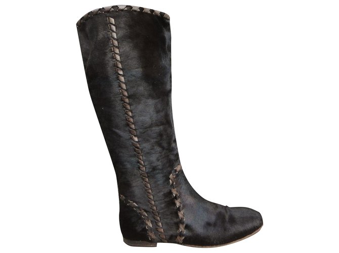 Gucci boots in foal p 39,5 Dark brown Pony-style calfskin  ref.284991
