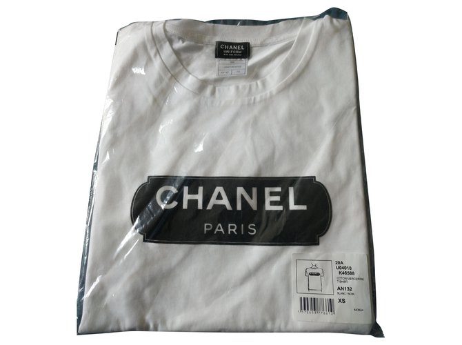 Tee shirt Chanel Uniform Coton Blanc  ref.284998