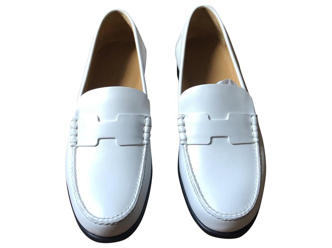 Hermès Müßiggänger der Kirche, Kennedy-Modell Weiß Leder  ref.285009