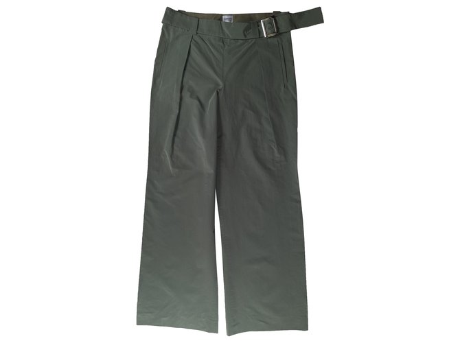 Armani Pantalones, polainas Verde Seda Algodón  ref.285012
