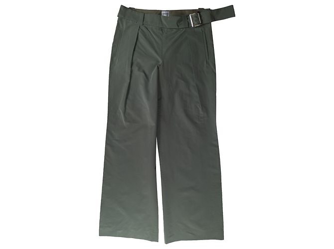 Pantalones Armani de pierna ancha en seda y algodón verde