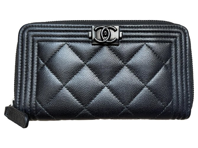 Chanel Boy Brieftasche schwarz Leder  ref.285021