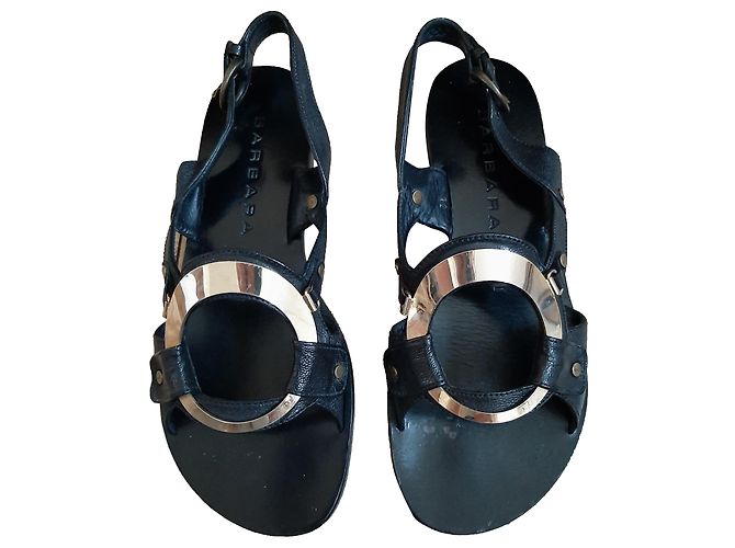 Barbara Bui Black Leather Sandals 38