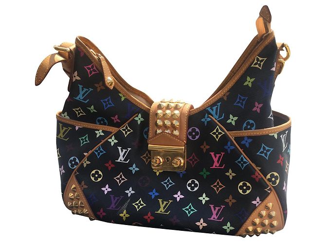 Bolsa Louis Vuitton Chrissie Preta de Couro Multicor