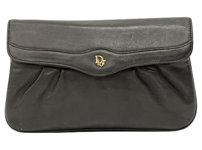 Dior Clutch Bag Black Leather  ref.285333