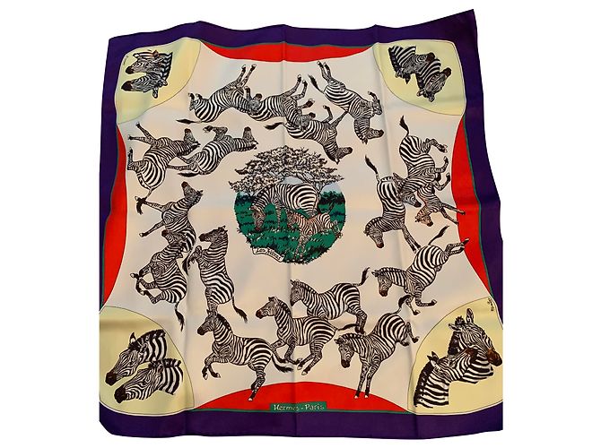Hermès Foulard di seta Les Zebre 70x70 Stampa zebra