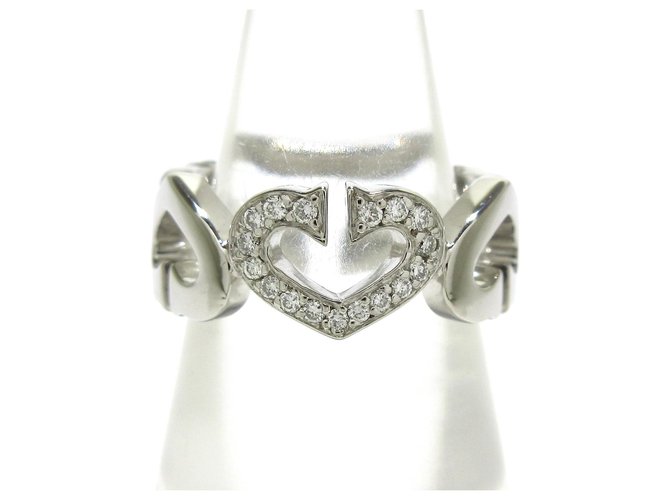 Cartier C heart Silvery White gold  ref.285350