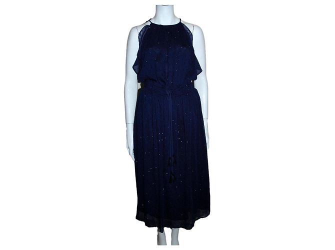 Michael Kors Maxi Chiffon Georgette Kleid Dunkelblau