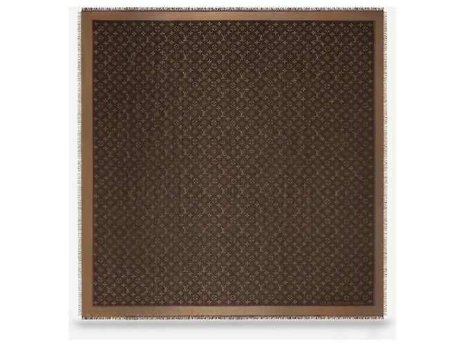 Sciarpa Louis Vuitton Monogram Shine marrone seta e lana 