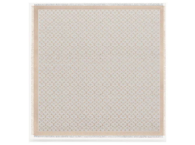 Sciarpa Louis Vuitton Monogram Shine Grigia Seta Lana Grigio