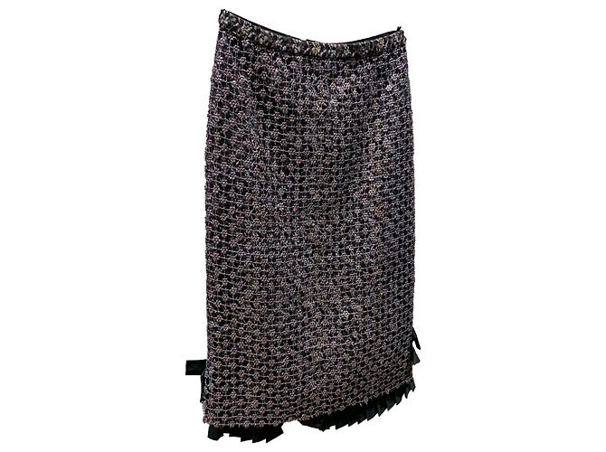 Sofia Coppola Falda Louis Vuitton de lana negro rosa beige bronce