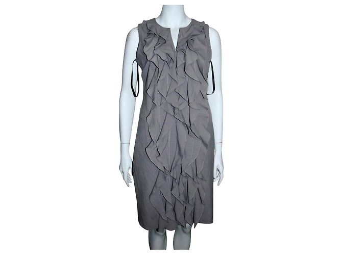 Calvin Klein CK Etuikleid mit Rüschenfront Grau
