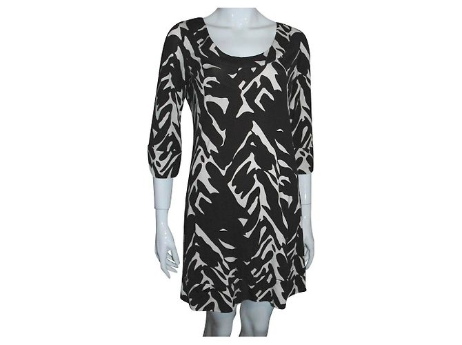 Diane Von Furstenberg Vestido de jersey de seda DvF Aggie Branco Chocolate