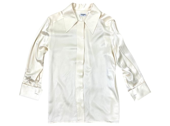 Bellissima camicia di seta Chanel Crudo  ref.285596