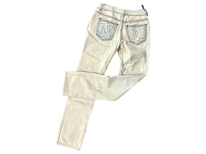Chanel CC jeans size 34 Light blue Cotton Denim  ref.285598