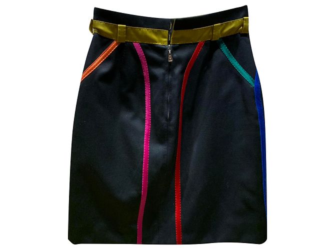 Minigonna Louis Vuitton in cotone nero rosa giallo