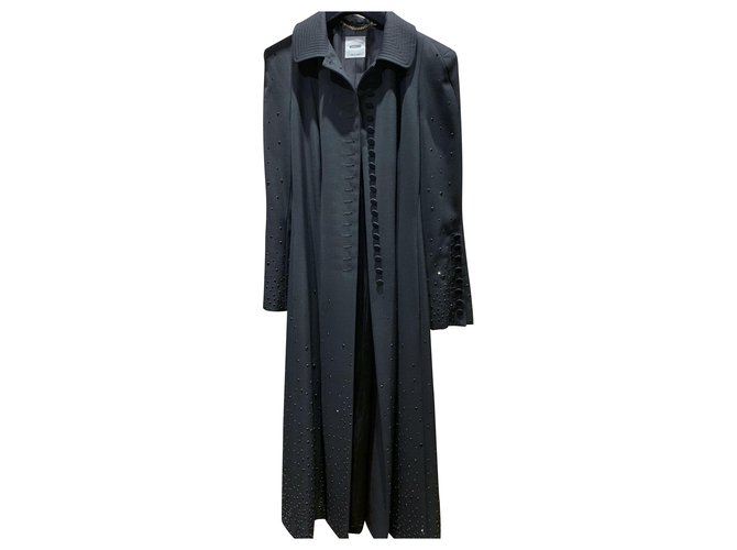 Moschino cappotto lungo outwear Nero Cotone Viscosa  ref.285632