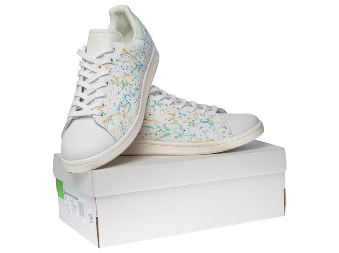 Adidas NEW / Stan Smith in customized white leather "Pollock" Multiple colors  ref.285655