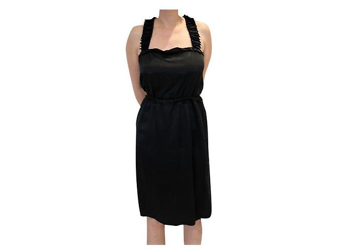 Vestido corto de seda negro Yves Saint Laurent